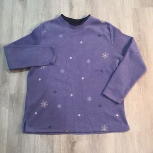 Purple Snowflake Mock Turtleneck Winter Sweater Medium